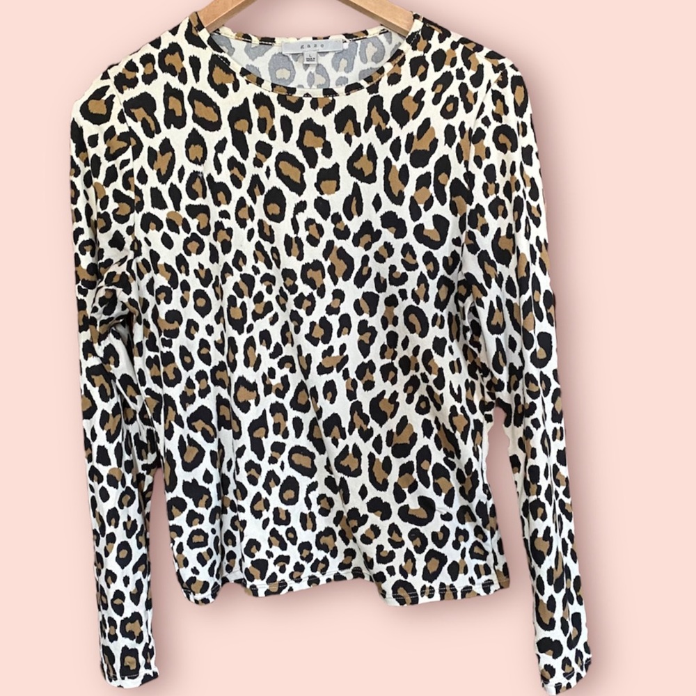 Gaze Leopard Long Sleeve Jersey Knit, L. Fall Sale